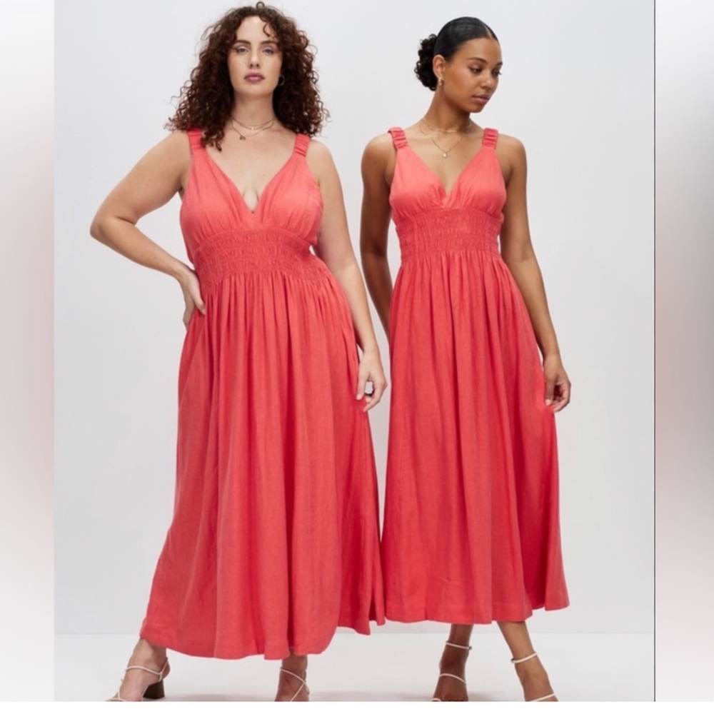 NWT Abercrombie Sleeveless Smocked Red Maxi Dress